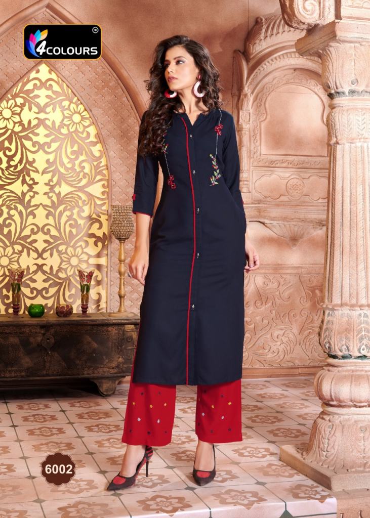 4 Colours Vintage Designer Kurtis With Bottom At Wholesale Price