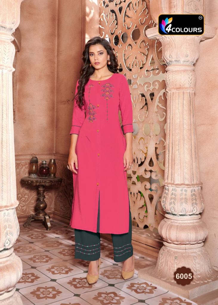 4 Colours Vintage Designer Kurtis With Bottom At Wholesale Price