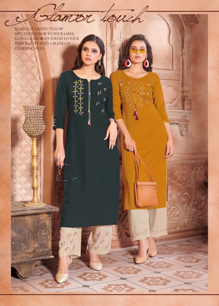 4 Colours Vintage Designer Kurtis With Bottom At Wholesale Price