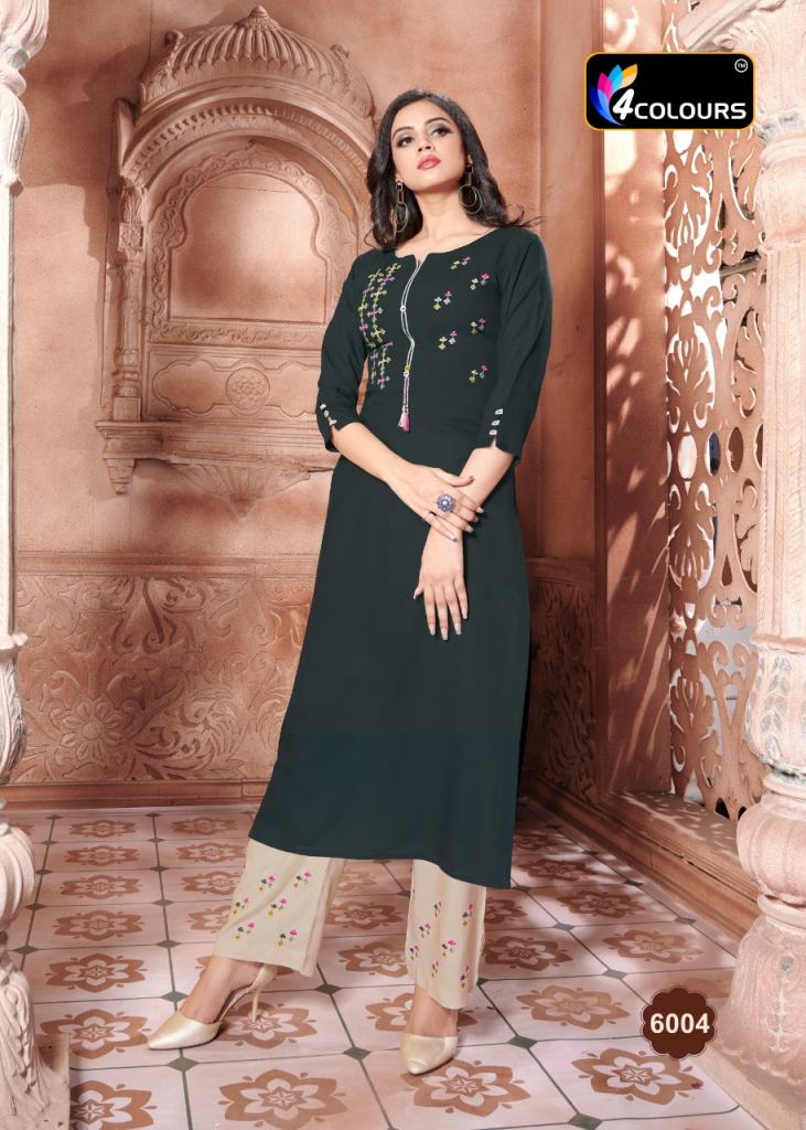 4 Colours Vintage Designer Kurtis With Bottom At Wholesale Price