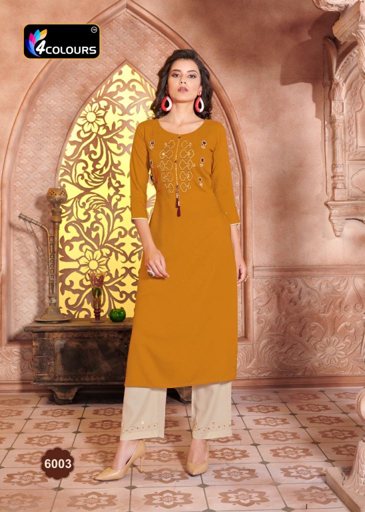 4 Colours Vintage Designer Kurtis With Bottom At Wholesale Price