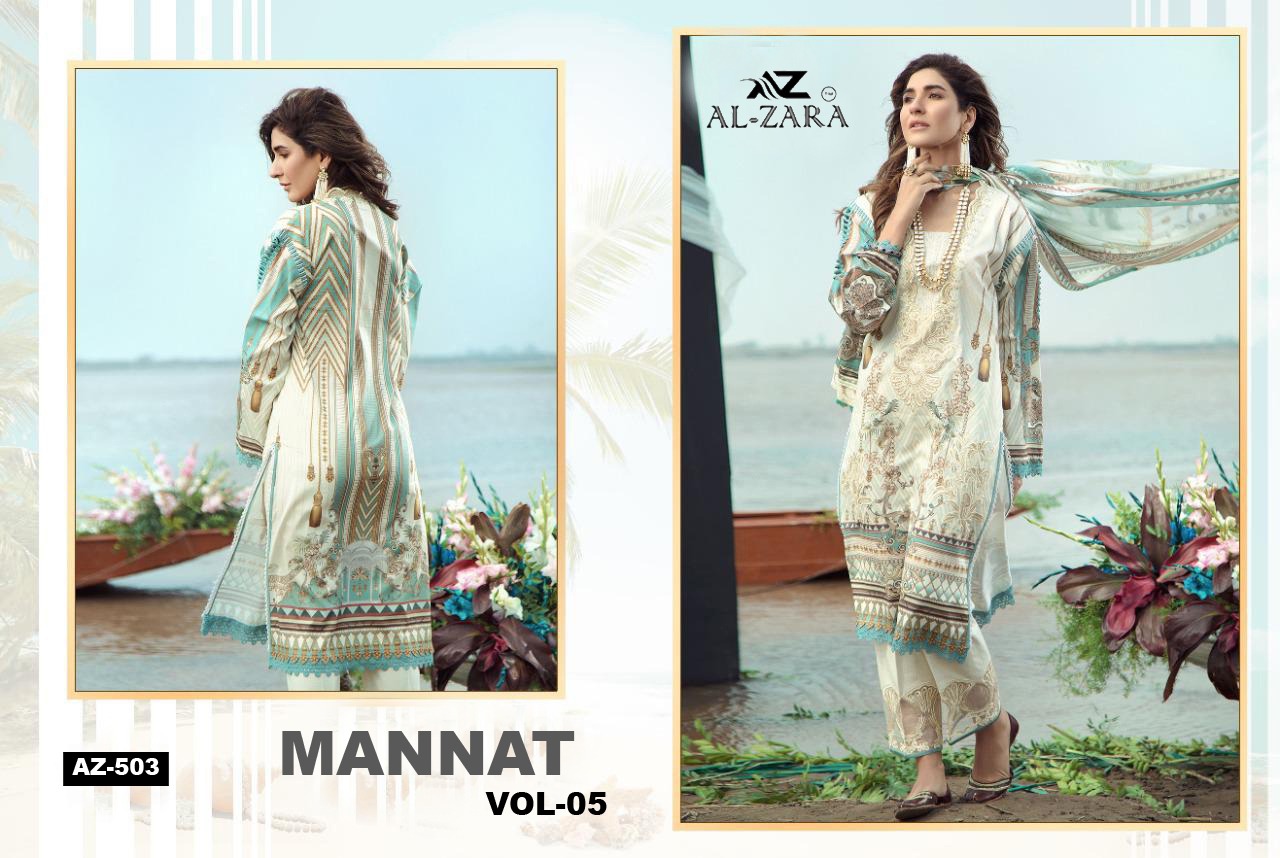 Al Zara Presents  Mannat Vol 5 Pure Cotton Karachi Dress Wholesale