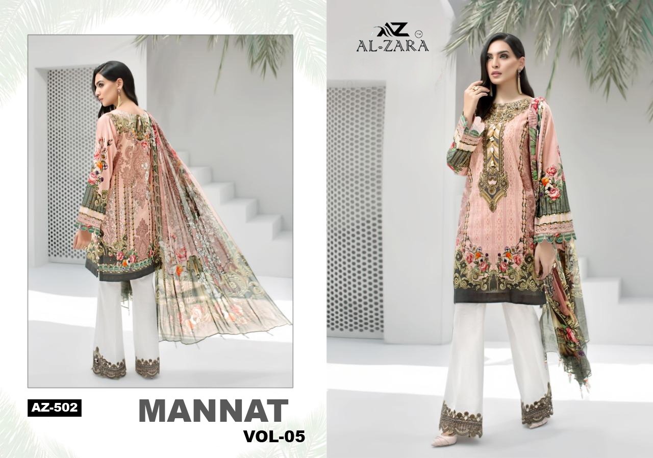 Al Zara Presents  Mannat Vol 5 Pure Cotton Karachi Dress Wholesale