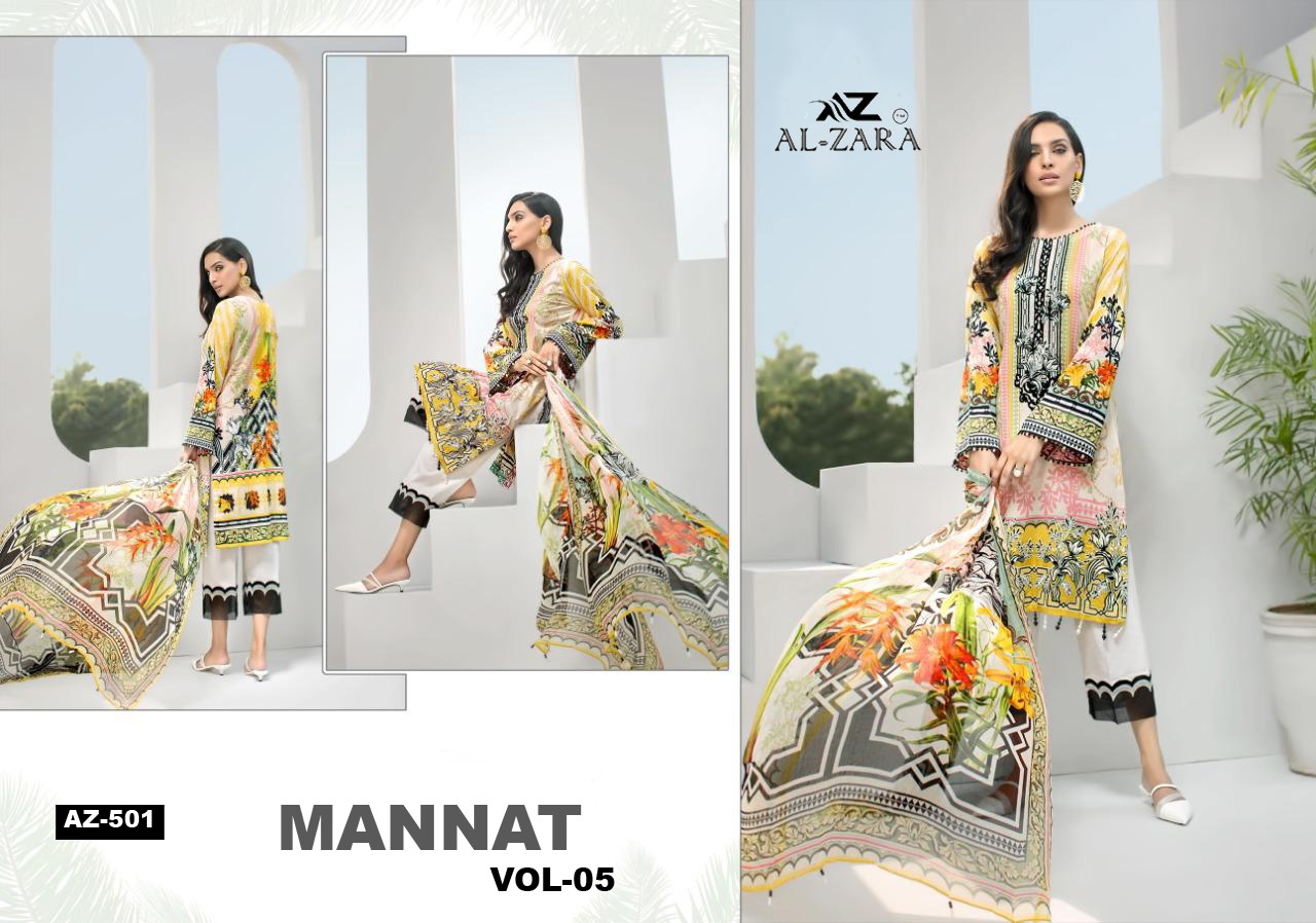 Al Zara Presents  Mannat Vol 5 Pure Cotton Karachi Dress Wholesale