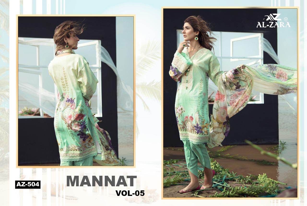 Al Zara Presents  Mannat Vol 5 Pure Cotton Karachi Dress Wholesale