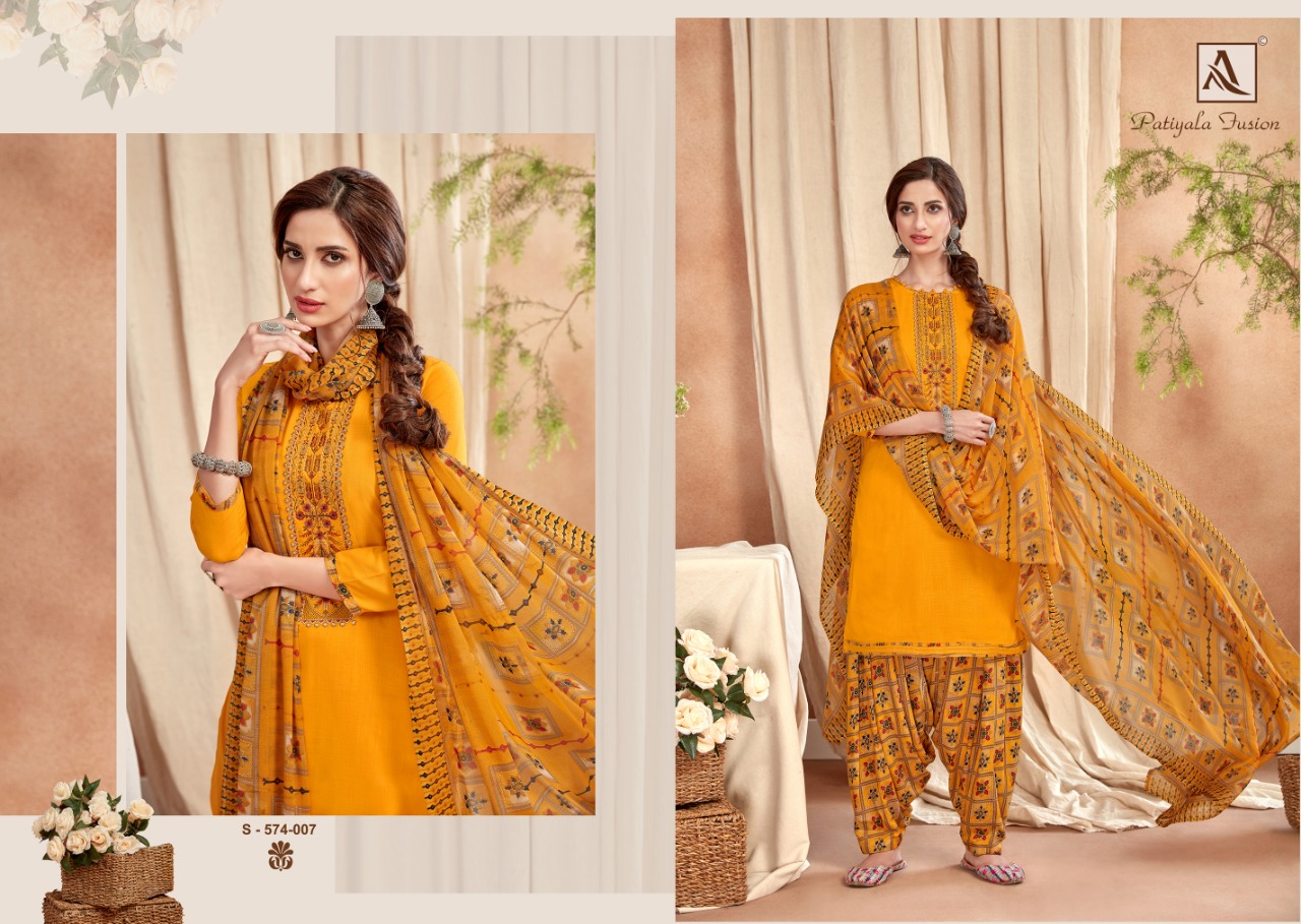 Alok  Patiyala Fusion  Printed Cotton Dress Material Latest Design Wholesale