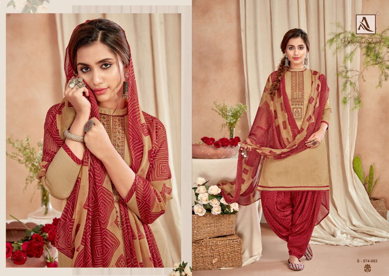 Alok  Patiyala Fusion  Printed Cotton Dress Material Latest Design Wholesale