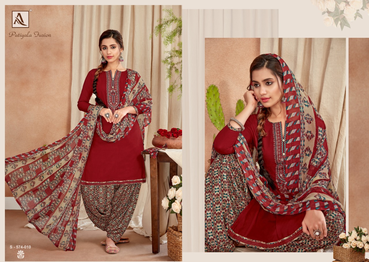 Alok  Patiyala Fusion  Printed Cotton Dress Material Latest Design Wholesale