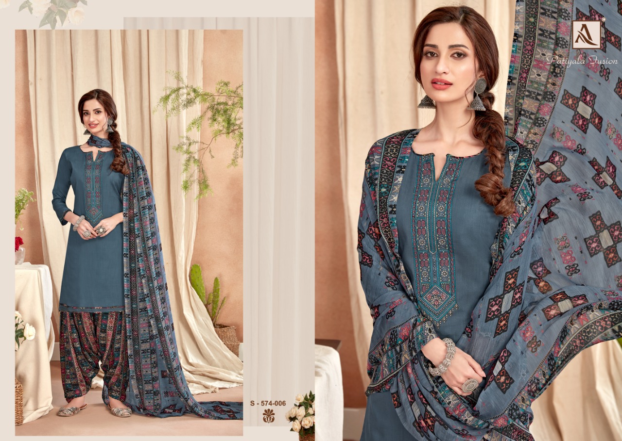 Alok  Patiyala Fusion  Printed Cotton Dress Material Latest Design Wholesale