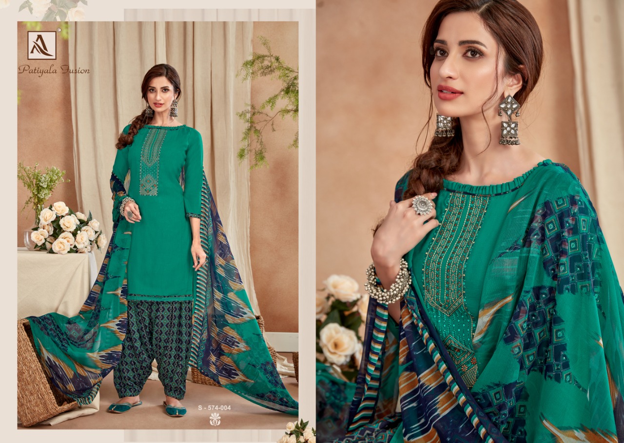 Alok  Patiyala Fusion  Printed Cotton Dress Material Latest Design Wholesale