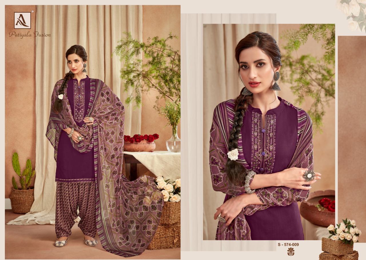 Alok  Patiyala Fusion  Printed Cotton Dress Material Latest Design Wholesale