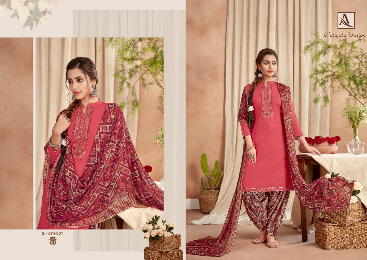 Alok  Patiyala Fusion  Printed Cotton Dress Material Latest Design Wholesale