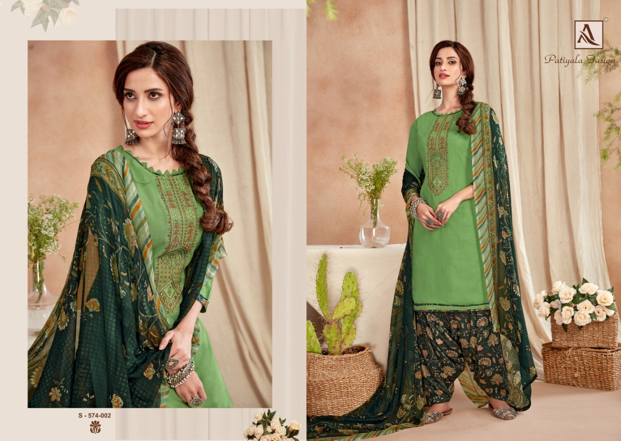 Alok  Patiyala Fusion  Printed Cotton Dress Material Latest Design Wholesale