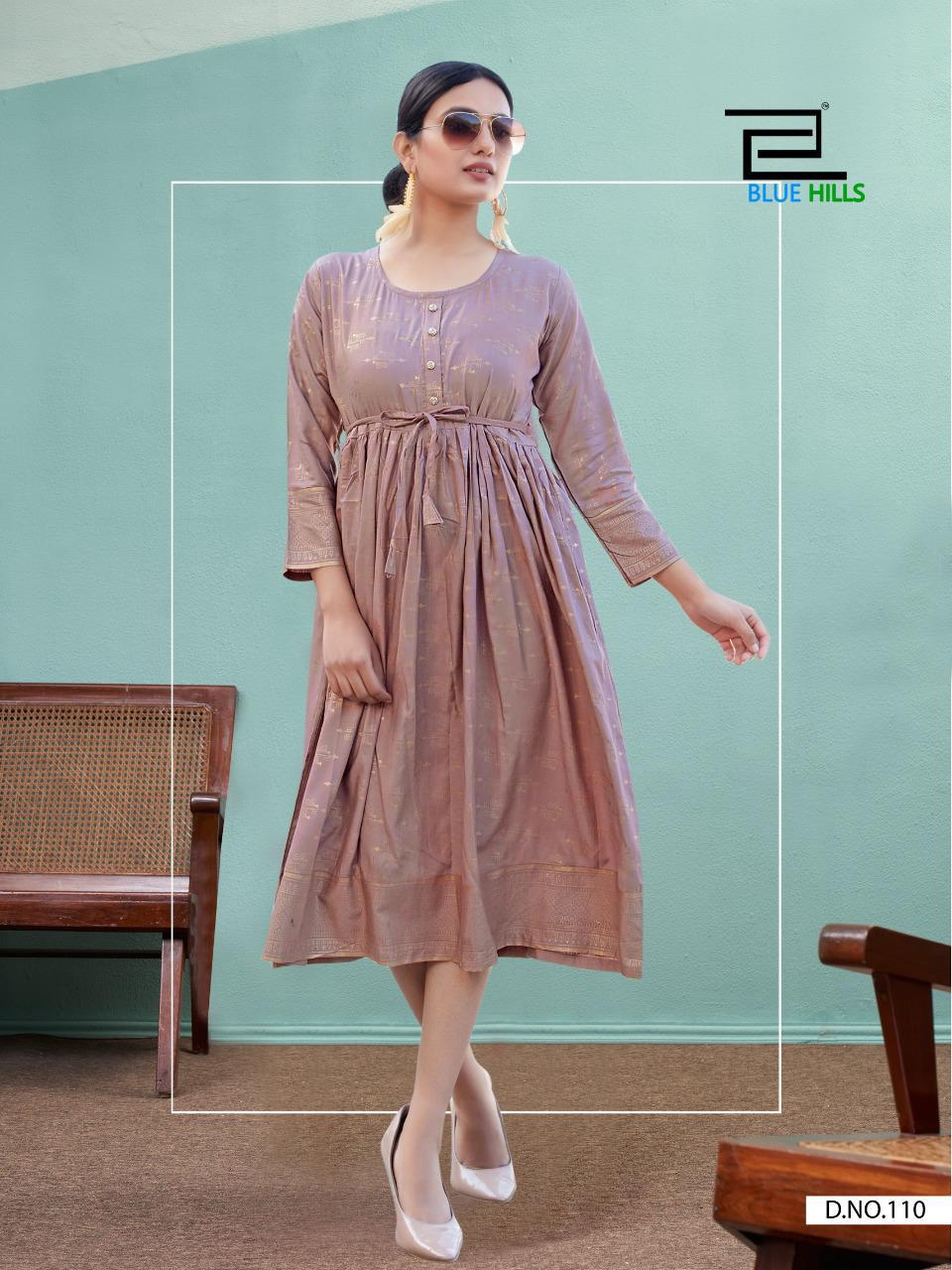 Blue Hills Shine  Gold Print Kurti Wholesale Price