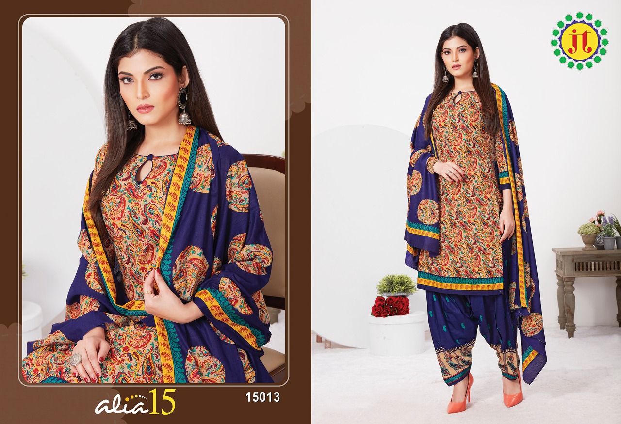 Jt Alia Vol  15 Regular Bandhani Dress Material Wholesalers In Surat