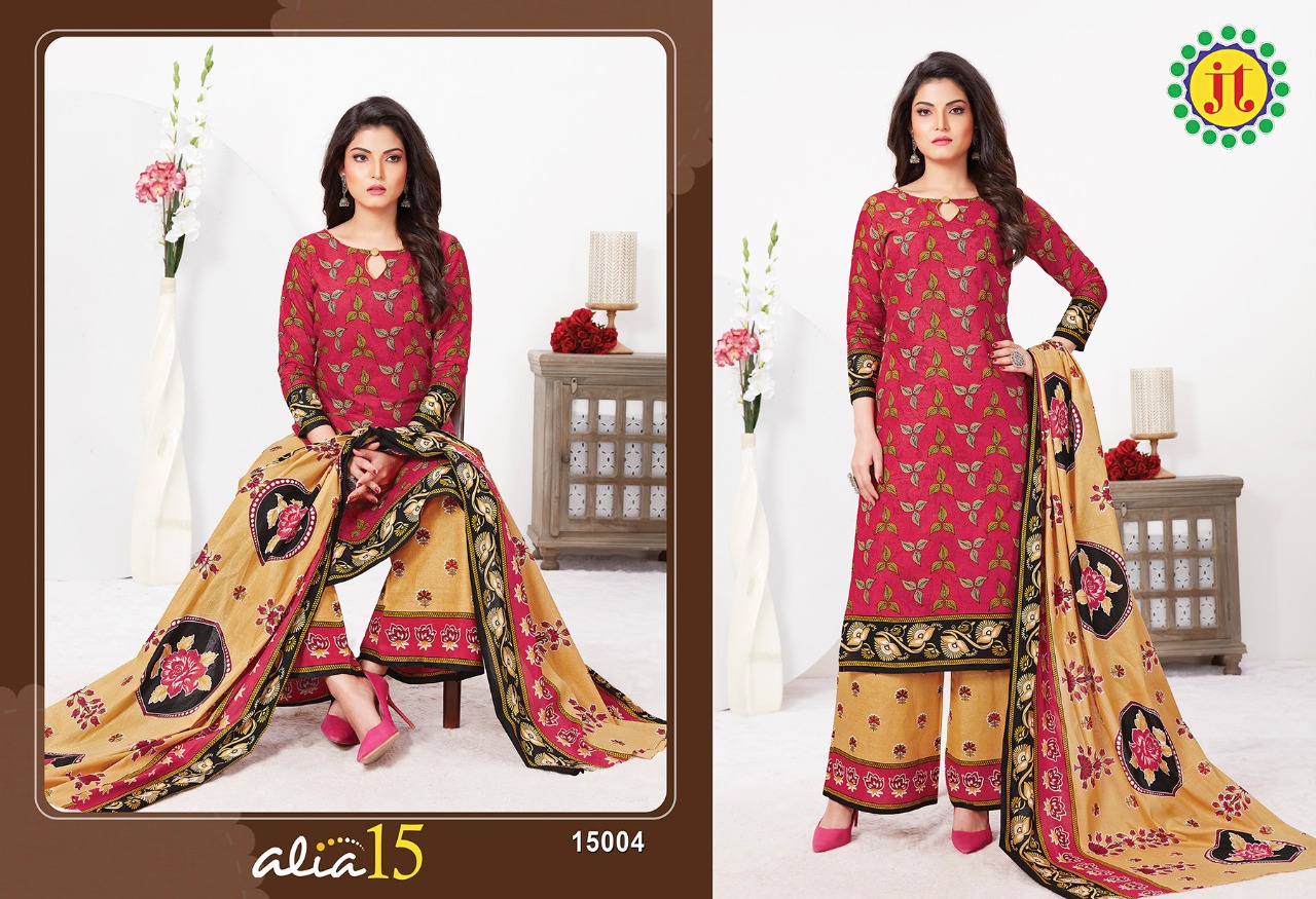 Jt Alia Vol  15 Regular Bandhani Dress Material Wholesalers In Surat