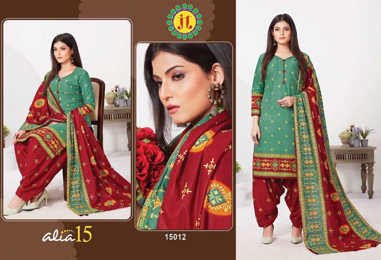 Jt Alia Vol  15 Regular Bandhani Dress Material Wholesalers In Surat