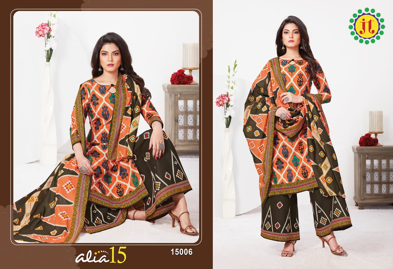 Jt Alia Vol  15 Regular Bandhani Dress Material Wholesalers In Surat