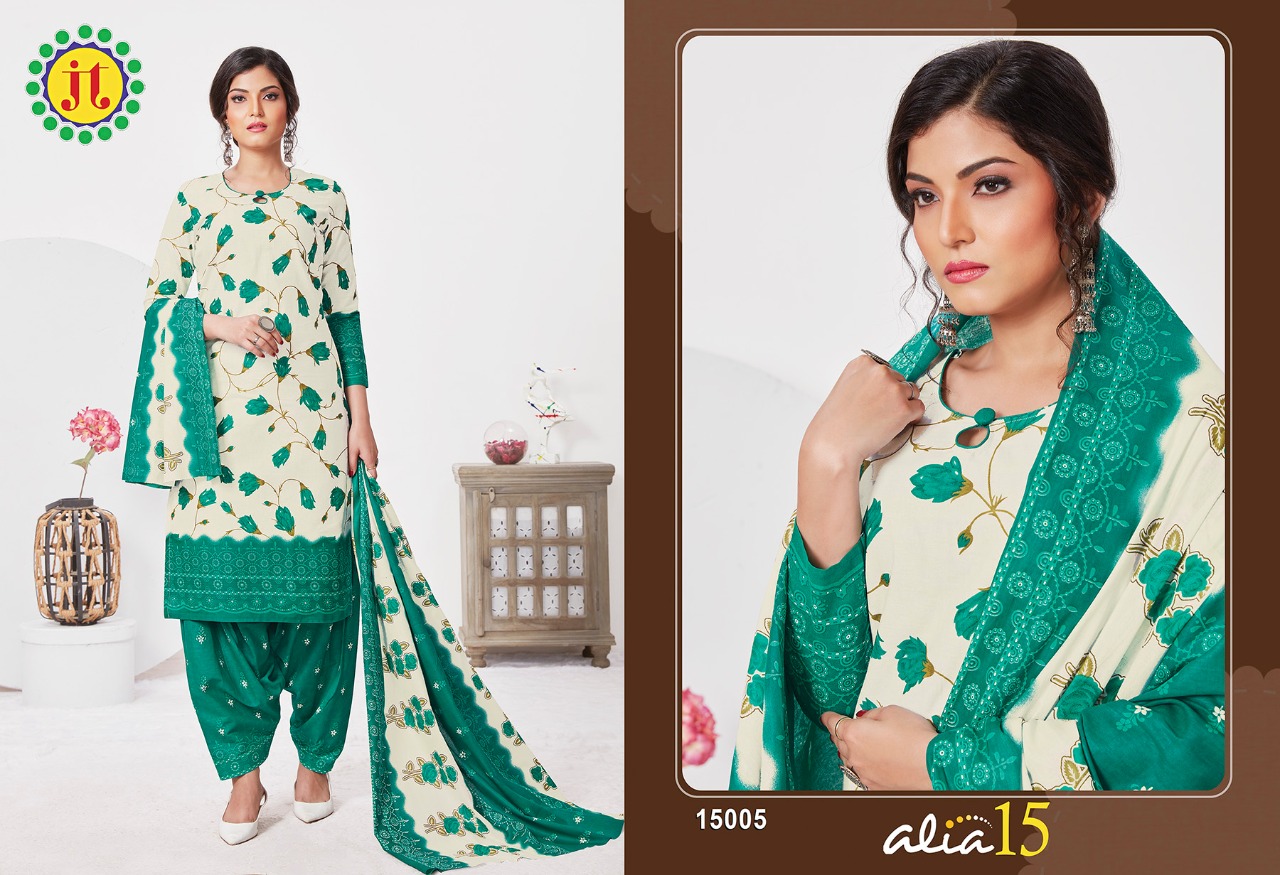 Jt Alia Vol  15 Regular Bandhani Dress Material Wholesalers In Surat