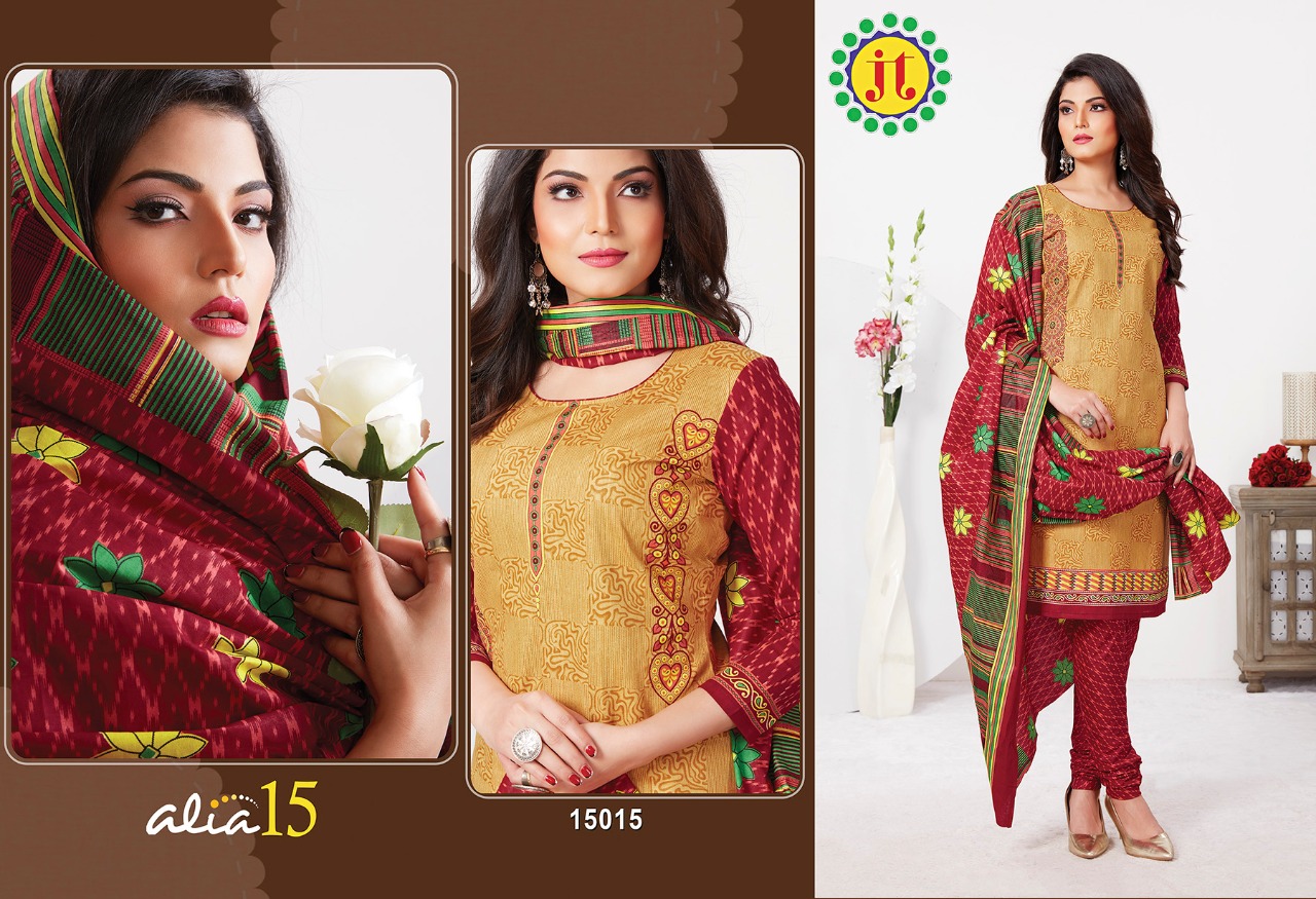 Jt Alia Vol  15 Regular Bandhani Dress Material Wholesalers In Surat