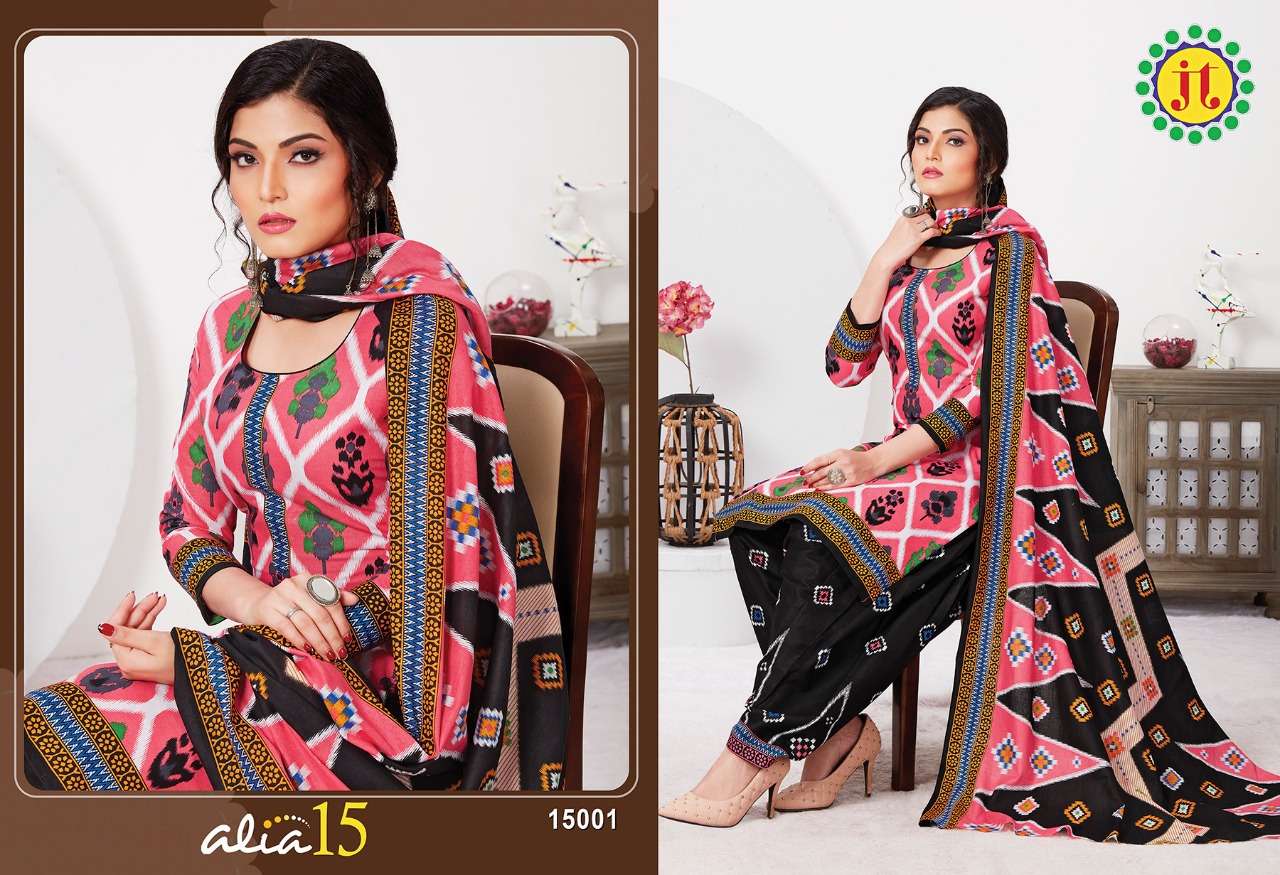 Jt Alia Vol  15 Regular Bandhani Dress Material Wholesalers In Surat