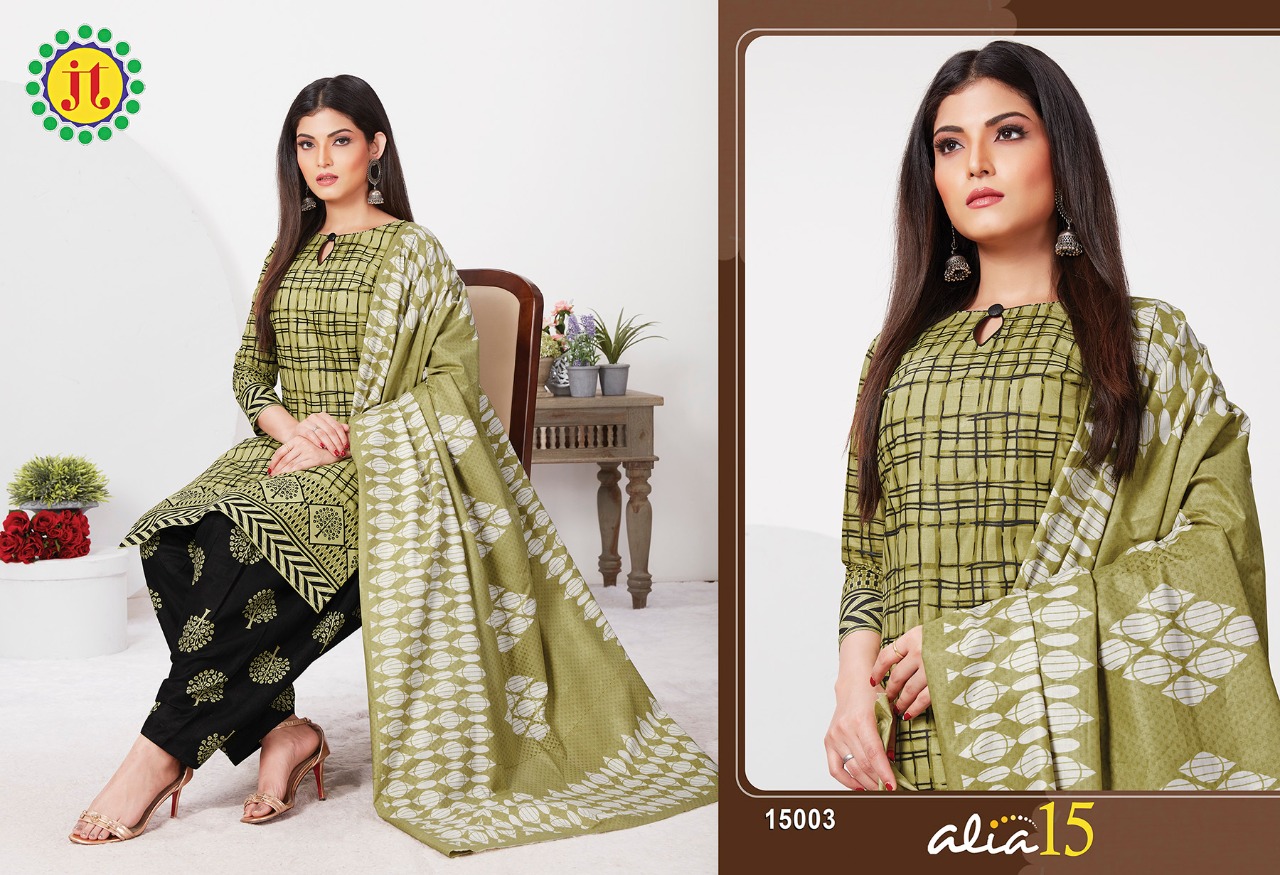 Jt Alia Vol  15 Regular Bandhani Dress Material Wholesalers In Surat