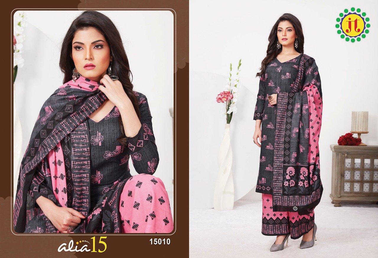 Jt Alia Vol  15 Regular Bandhani Dress Material Wholesalers In Surat