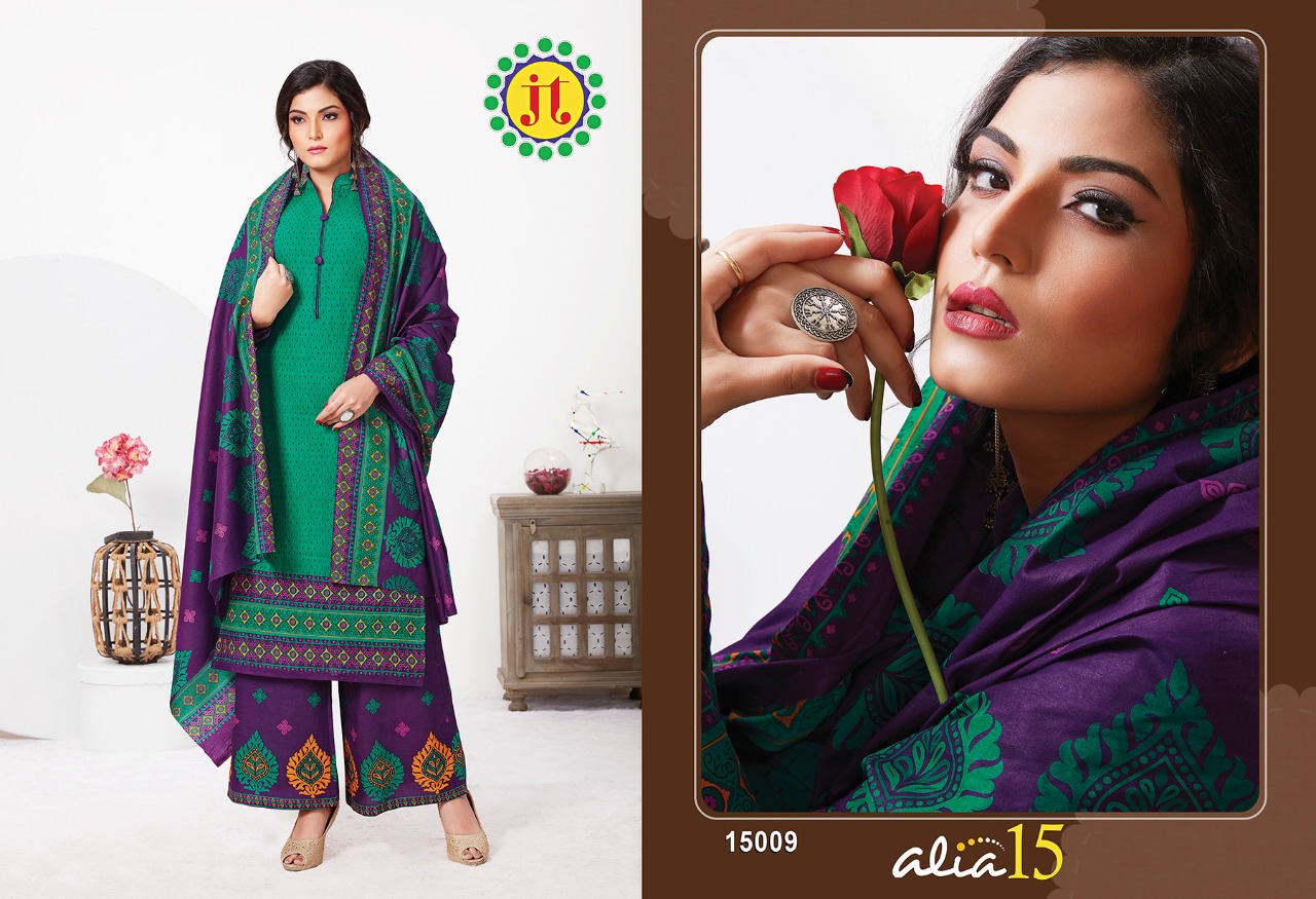 Jt Alia Vol  15 Regular Bandhani Dress Material Wholesalers In Surat