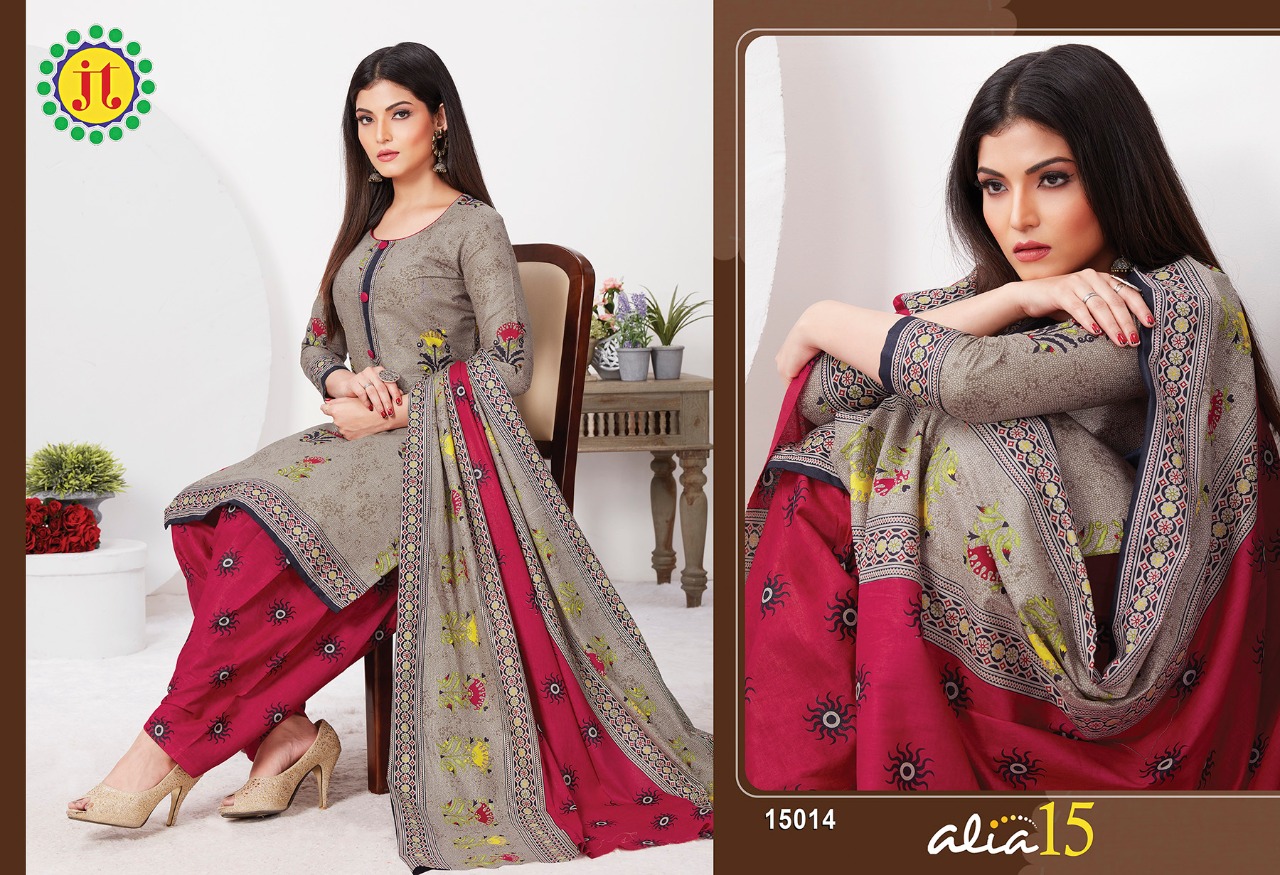 Jt Alia Vol  15 Regular Bandhani Dress Material Wholesalers In Surat