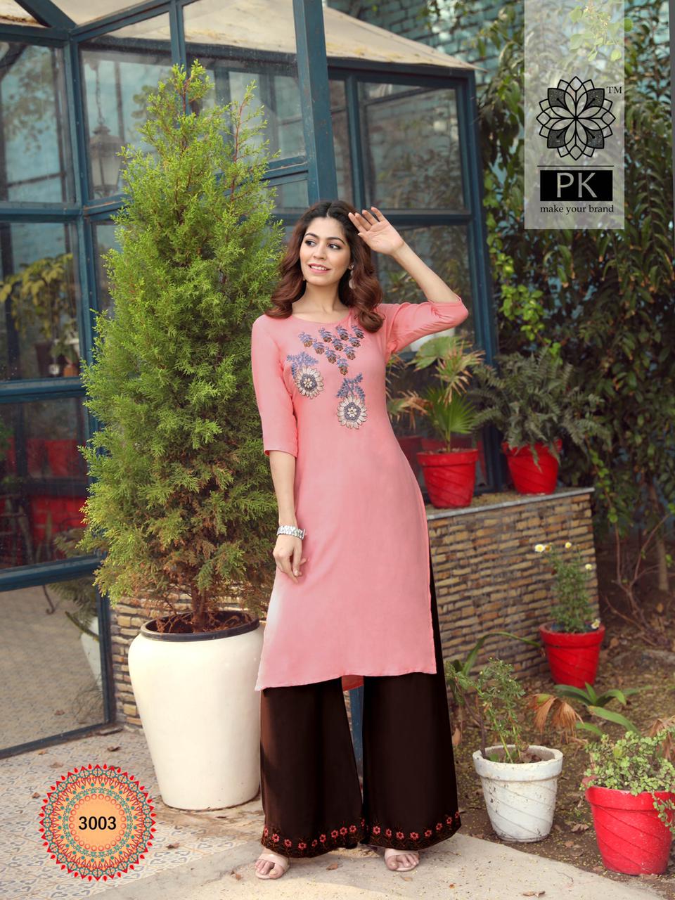 fcity.in - Jaanya Rayon Green With Gold Star Printed Designer Kurti Palazzo  Set