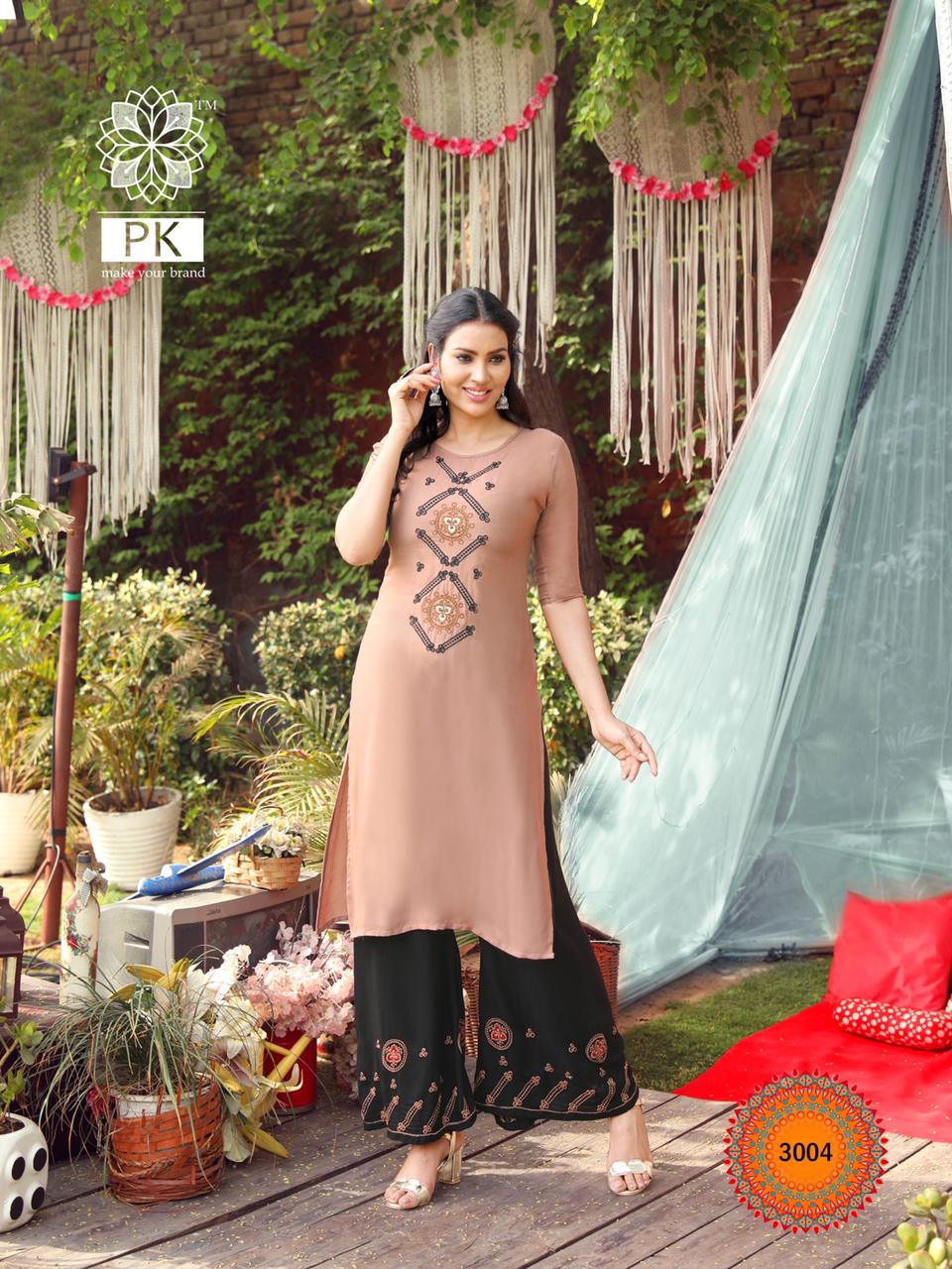Pk Plazo City Vol 3 Embroidery Work  Buy Wholesale Designer Kurti With Bottom
