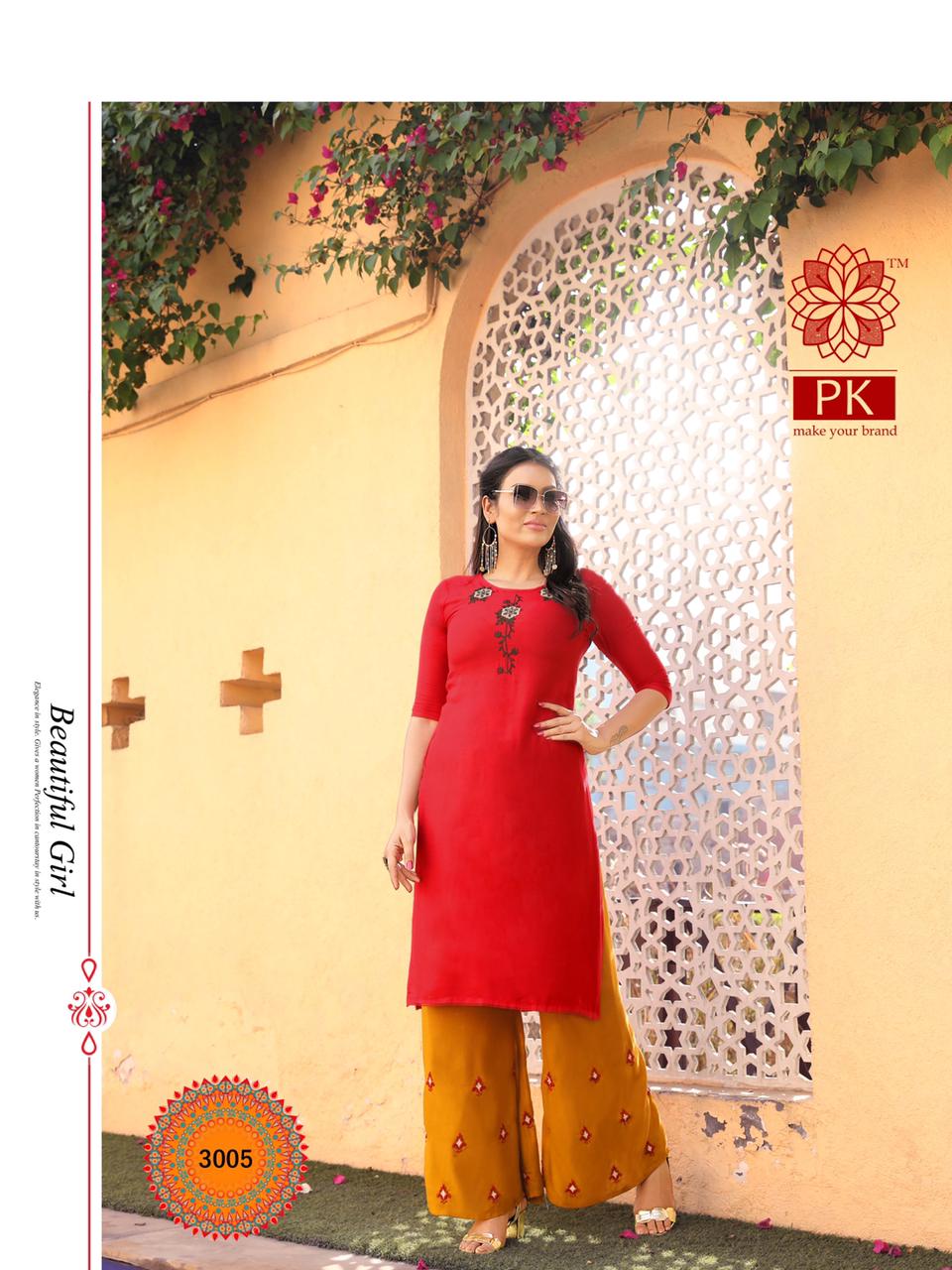 Pk Plazo City Vol 3 Embroidery Work  Buy Wholesale Designer Kurti With Bottom