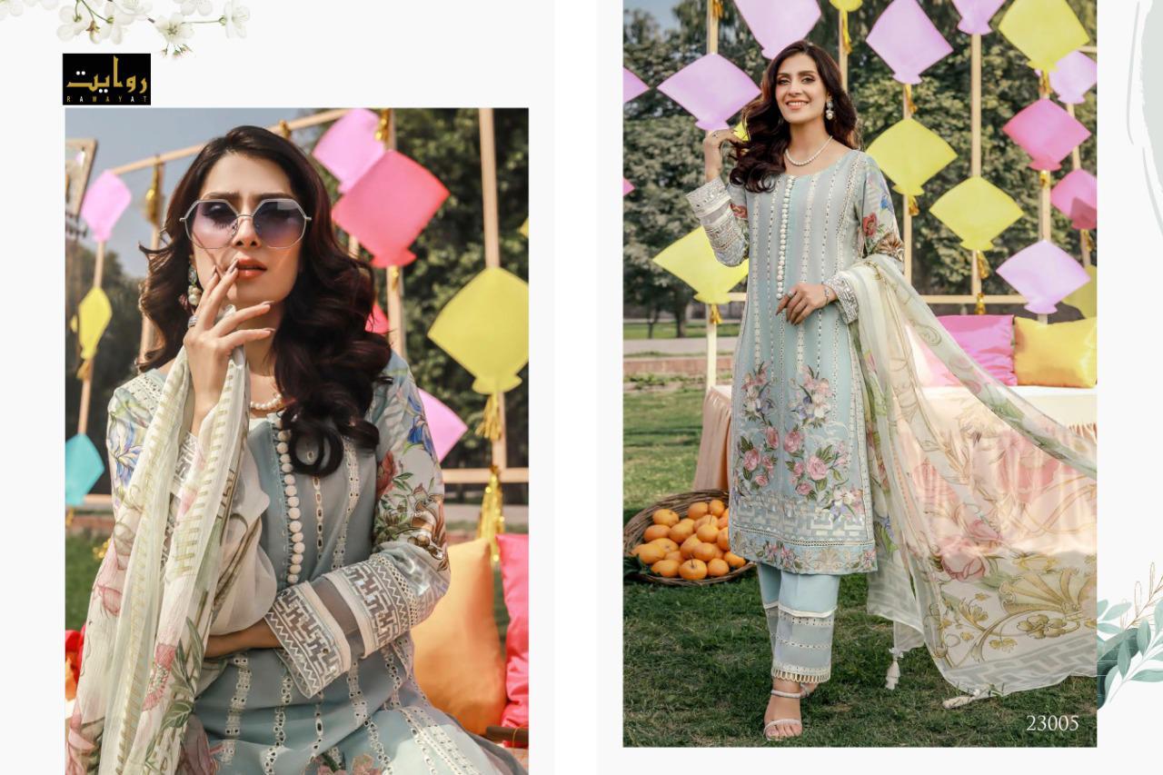 Rawayat Tabaar Vol 3 Multicolor Designer Pakistani Lawn Suit 2021
