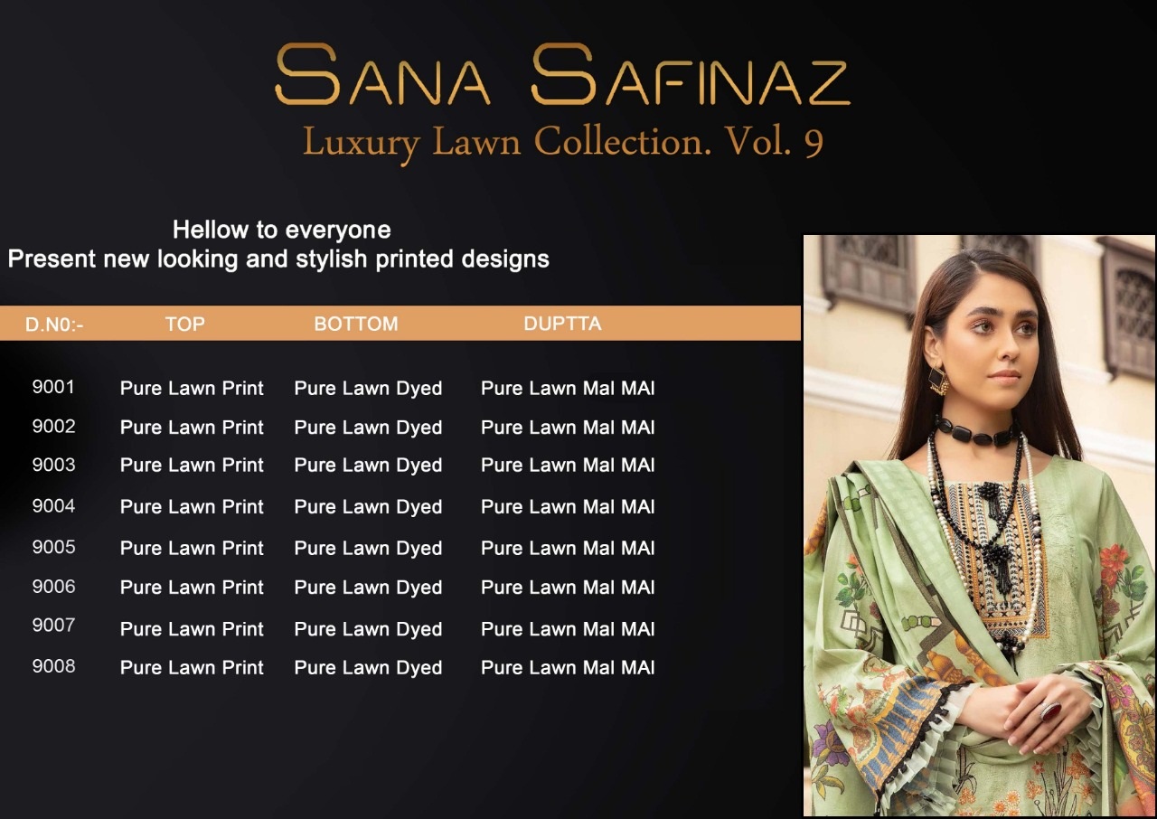 Sana Safinaz Luxury Lawn Collection Vol 9   Printed Regular Wear Cotton Catalogue