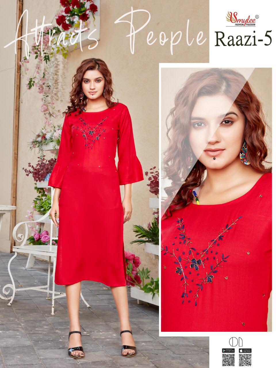 Smylee Raazi Vol 5 Designer Kurtis Wholesale Price Online Surat