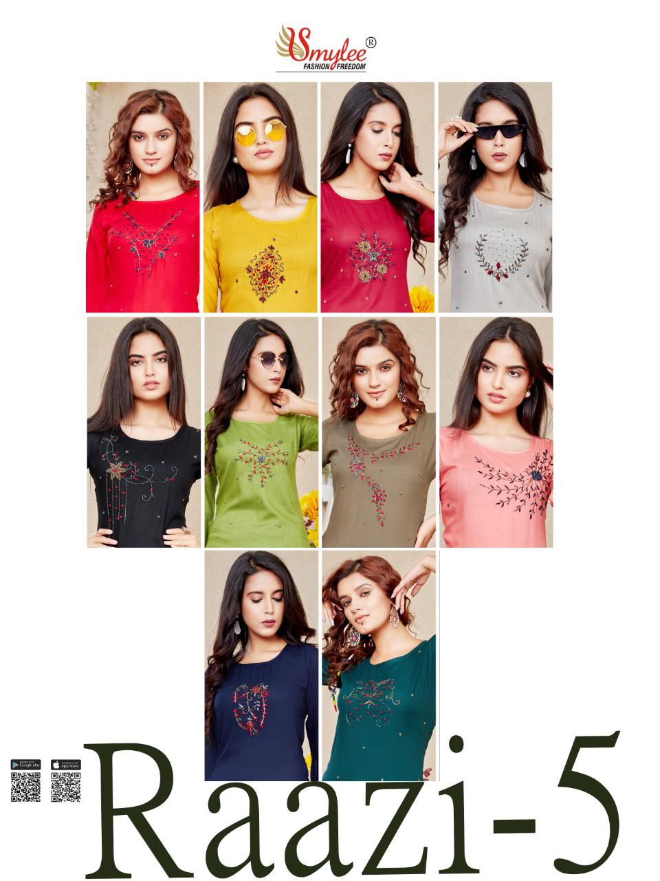 Smylee Raazi Vol 5 Designer Kurtis Wholesale Price Online Surat