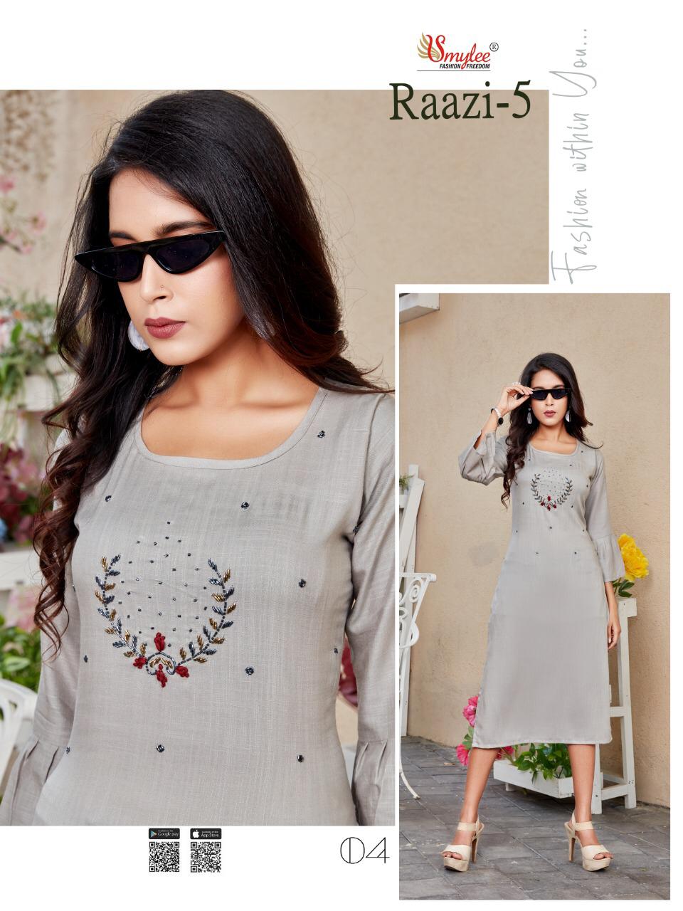 Smylee Raazi Vol 5 Designer Kurtis Wholesale Price Online Surat
