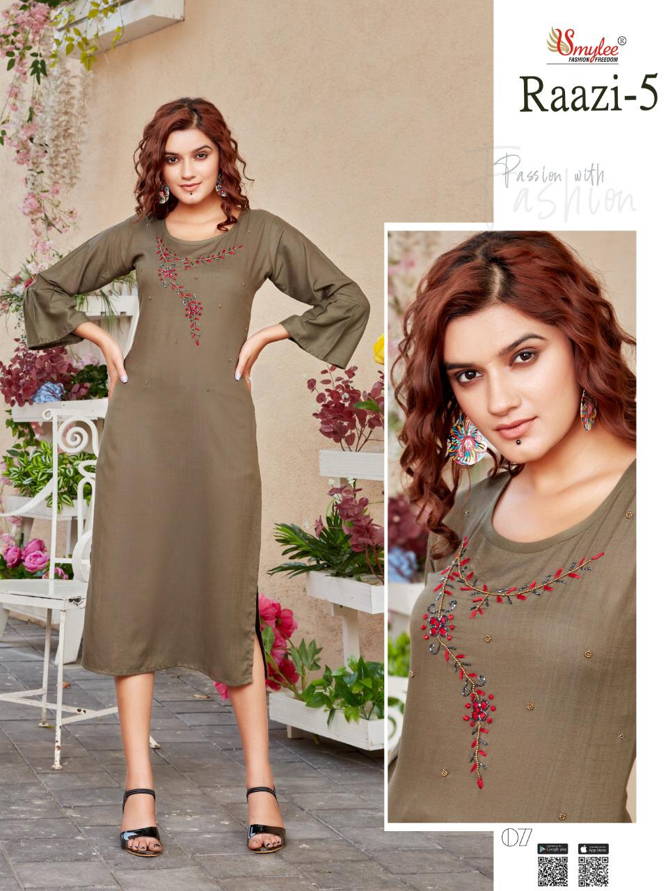 Smylee Raazi Vol 5 Designer Kurtis Wholesale Price Online Surat