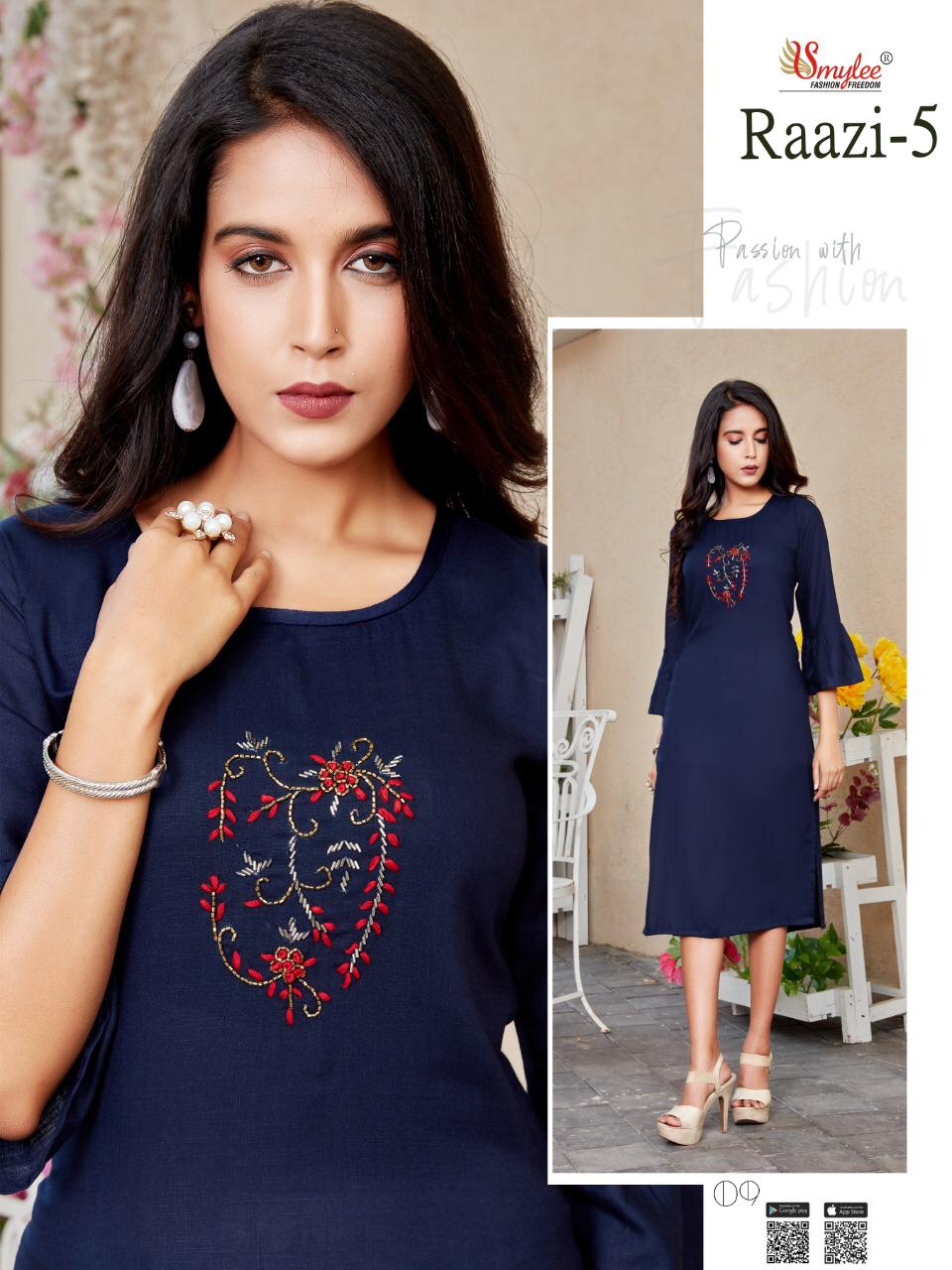 Smylee Raazi Vol 5 Designer Kurtis Wholesale Price Online Surat