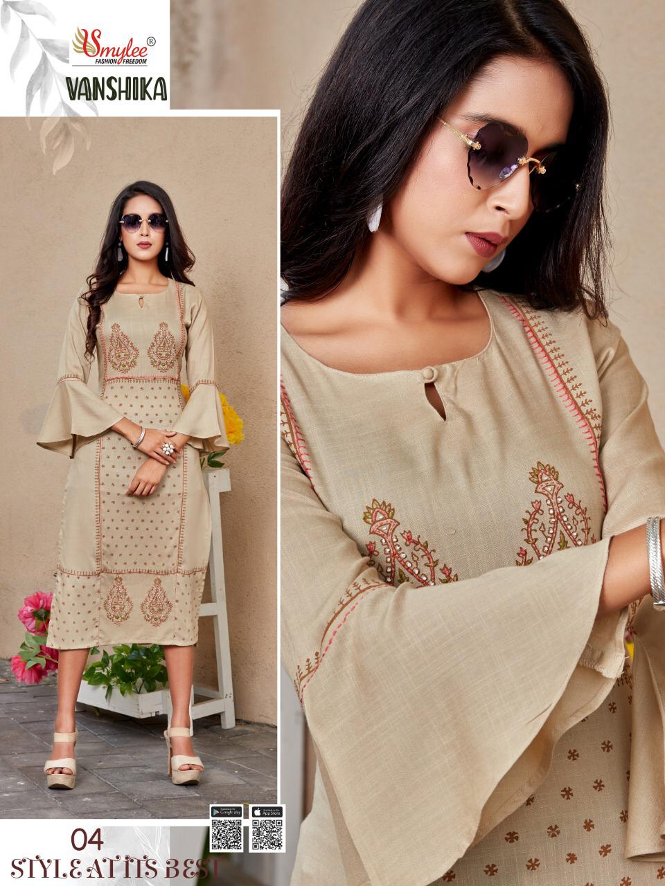 Smylee Vanshika Heavy Slub Rayon Designer Kurtis Catalog