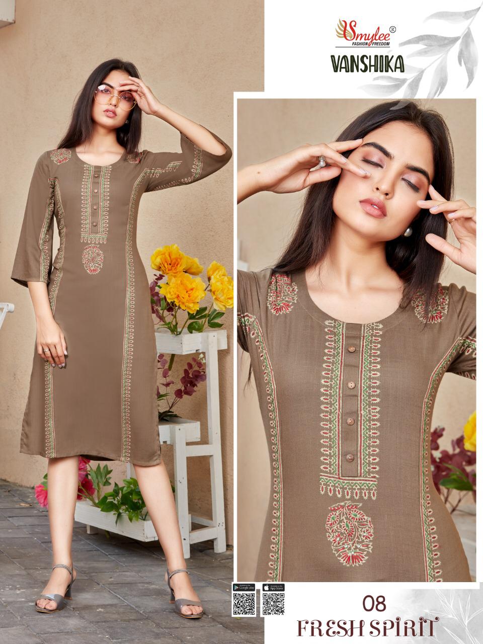 Smylee Vanshika Heavy Slub Rayon Designer Kurtis Catalog