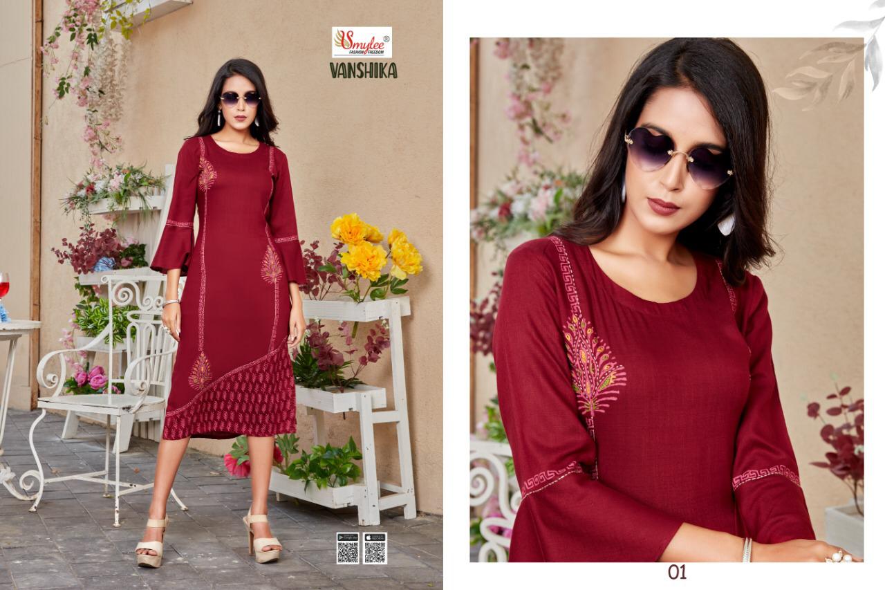 Smylee Vanshika Heavy Slub Rayon Designer Kurtis Catalog