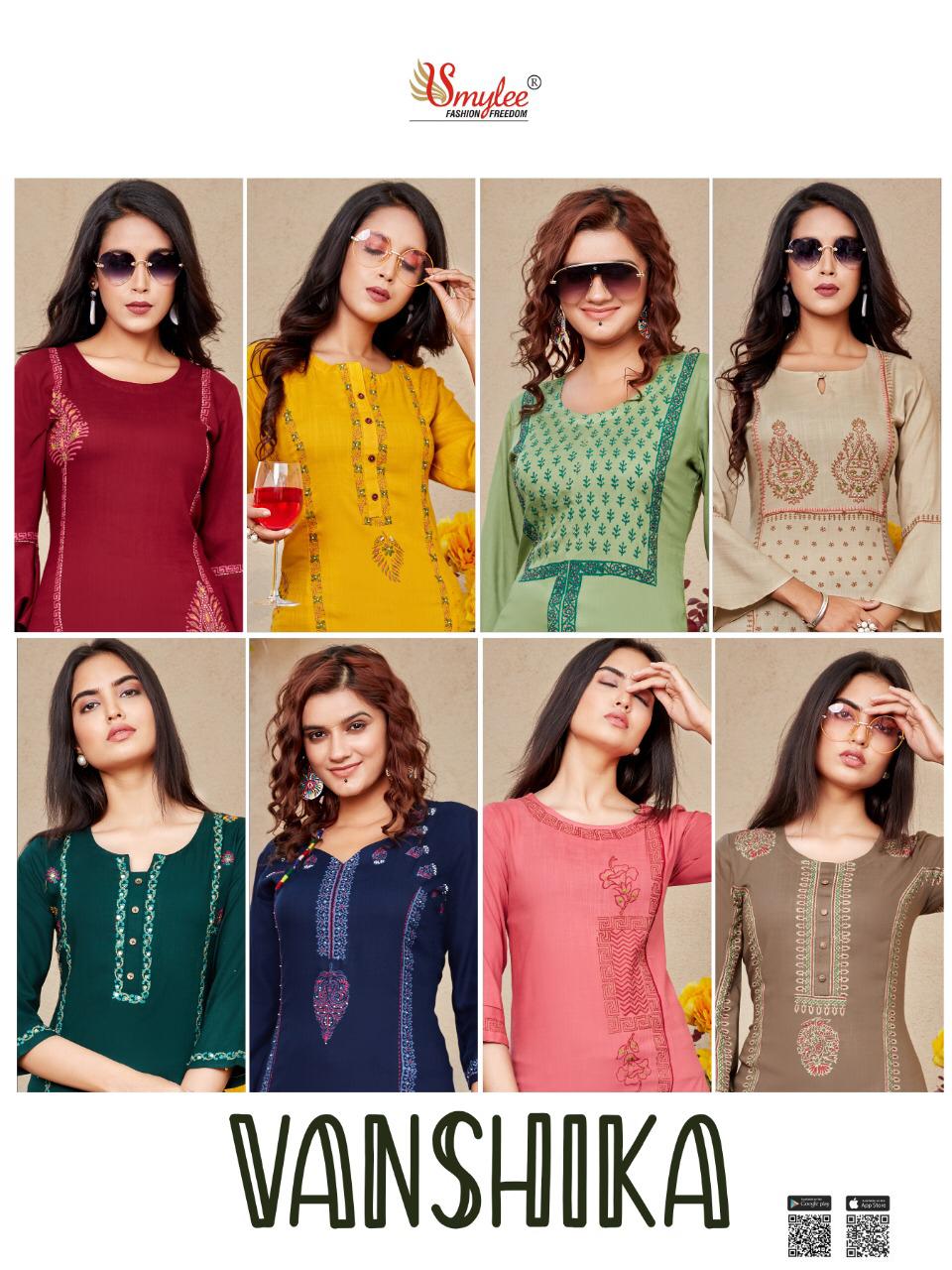 Smylee Vanshika Heavy Slub Rayon Designer Kurtis Catalog