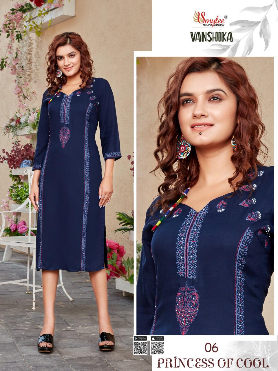 Smylee Vanshika Heavy Slub Rayon Designer Kurtis Catalog