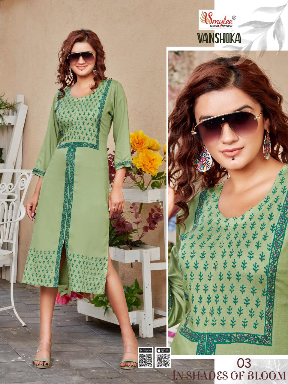 Smylee Vanshika Heavy Slub Rayon Designer Kurtis Catalog