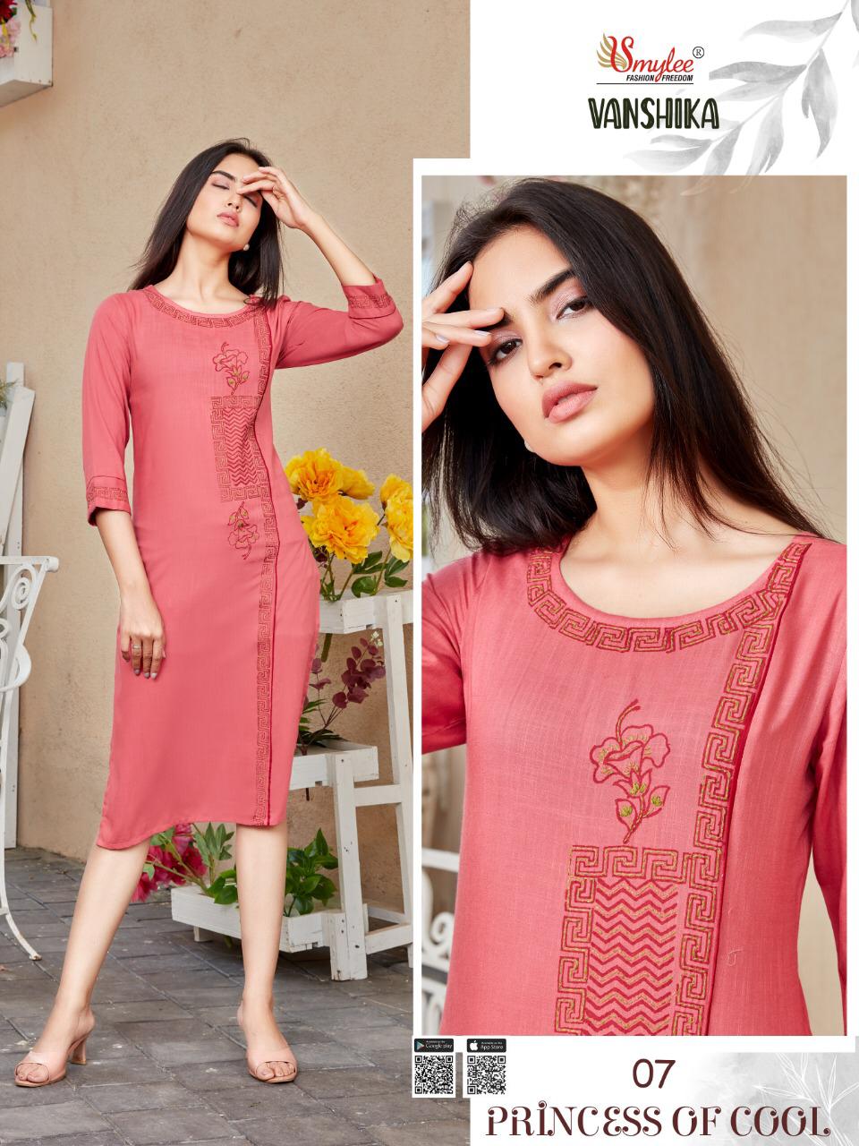 Smylee Vanshika Heavy Slub Rayon Designer Kurtis Catalog