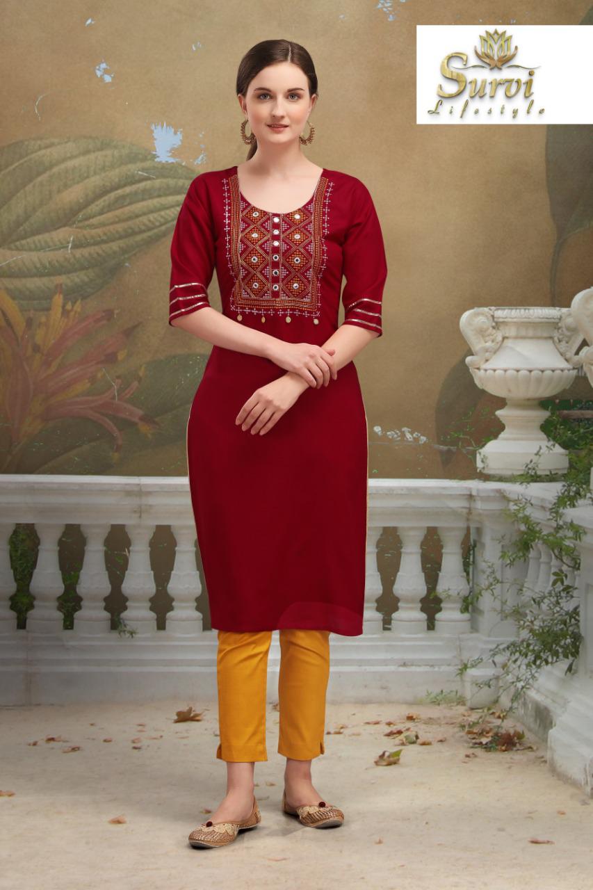 K.F. brand is now presenting the new collection of kurti pants with  embroidery set for women and girls surat gujarat wholesaler - Catalog  Wholesaler & Manufacturer | Maa Collection Surat