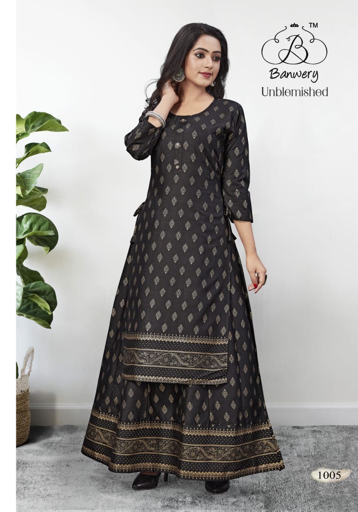 Banwery  Palak  Party Wear Rayon Stitched Gown Kurti
