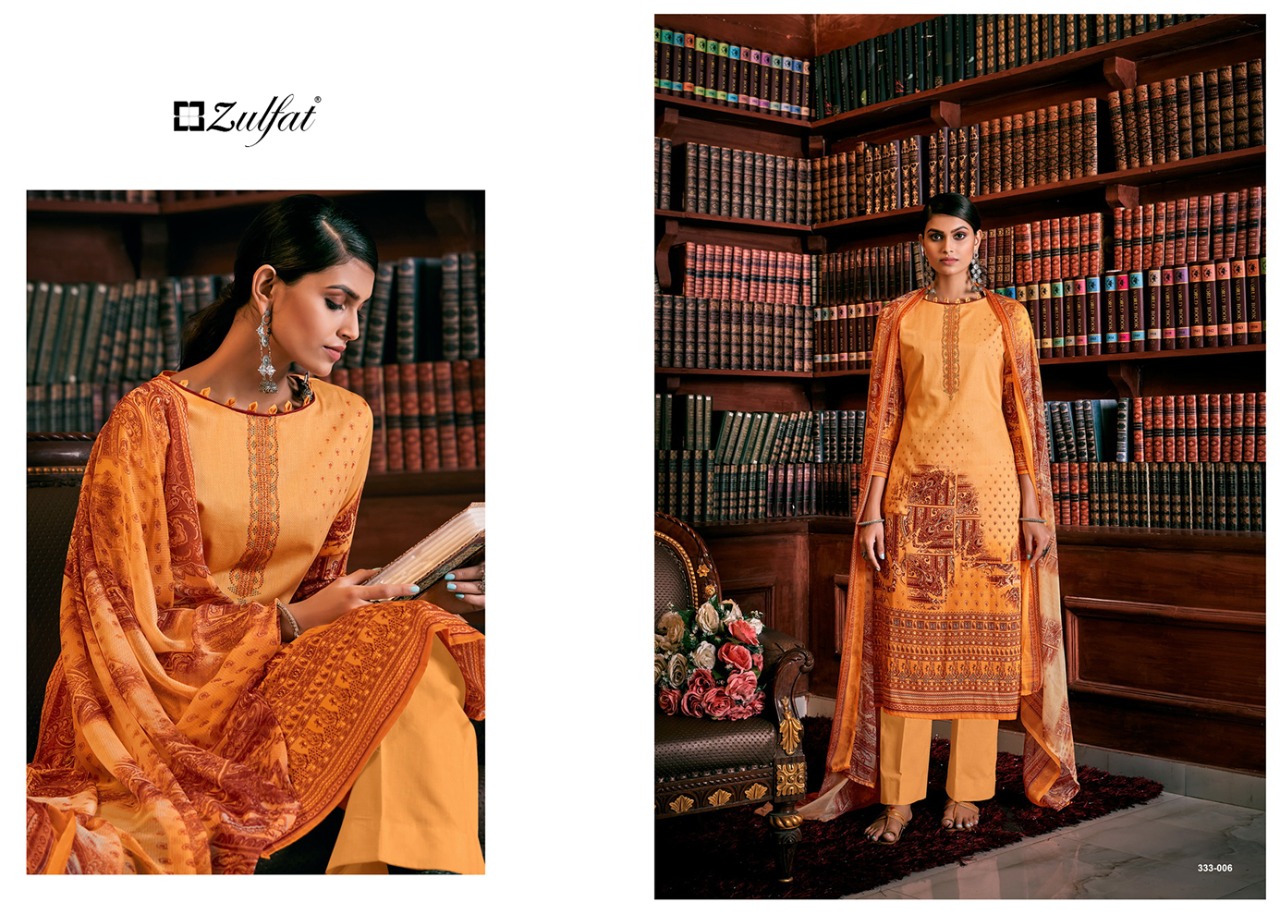 Zulfat Presents  Iris Pure Jam Cotton Designer Dress Material