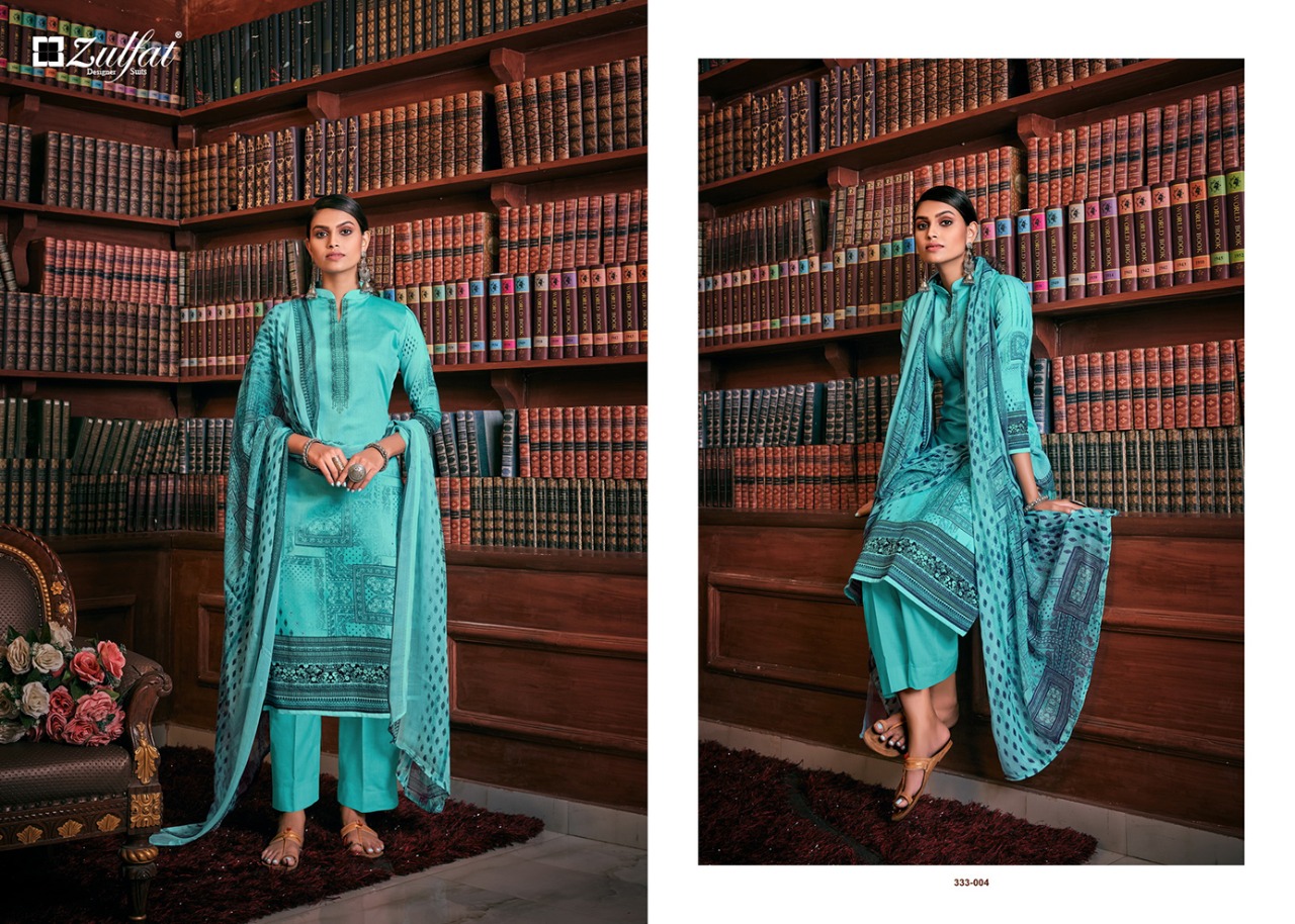 Zulfat Presents  Iris Pure Jam Cotton Designer Dress Material